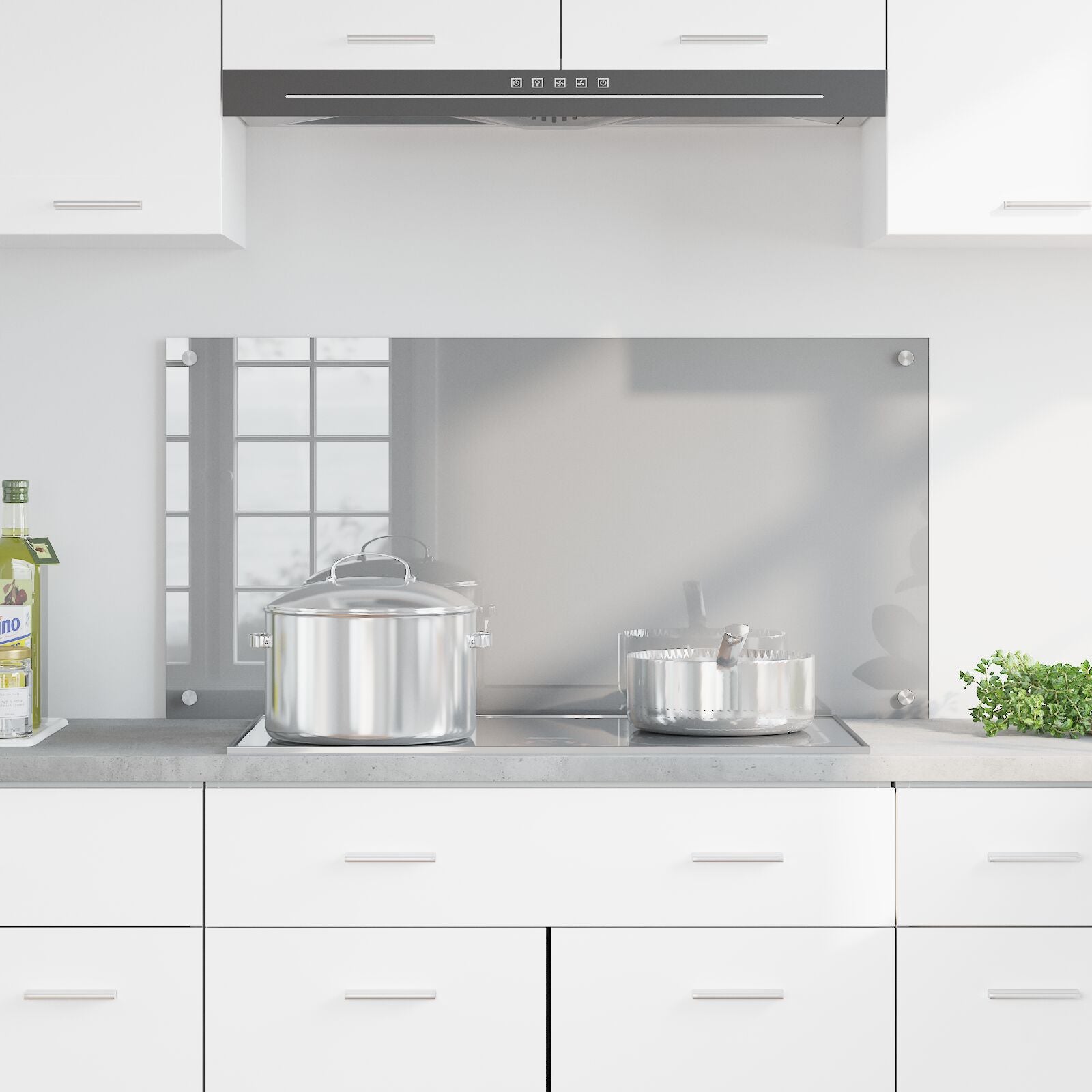 Schienale Cucina Grigio Chiaro 100X50X0,6 Cm In Vetro Temperato