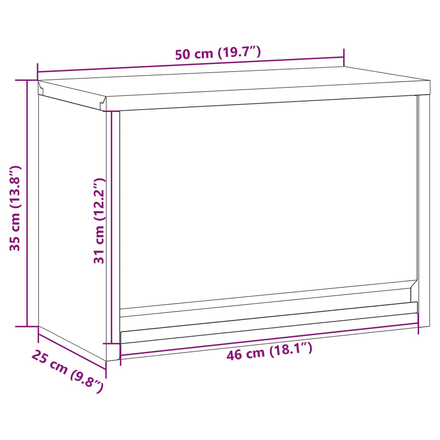 Mobiletto Da Parete  Con Porta A Sollevamento A Gas, Nero 50X25X35 Cm