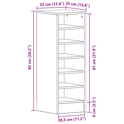 Mobile Per Scarpe  Nero Rovere 31,5X35X90 Cm In Legno Ingenerizzato