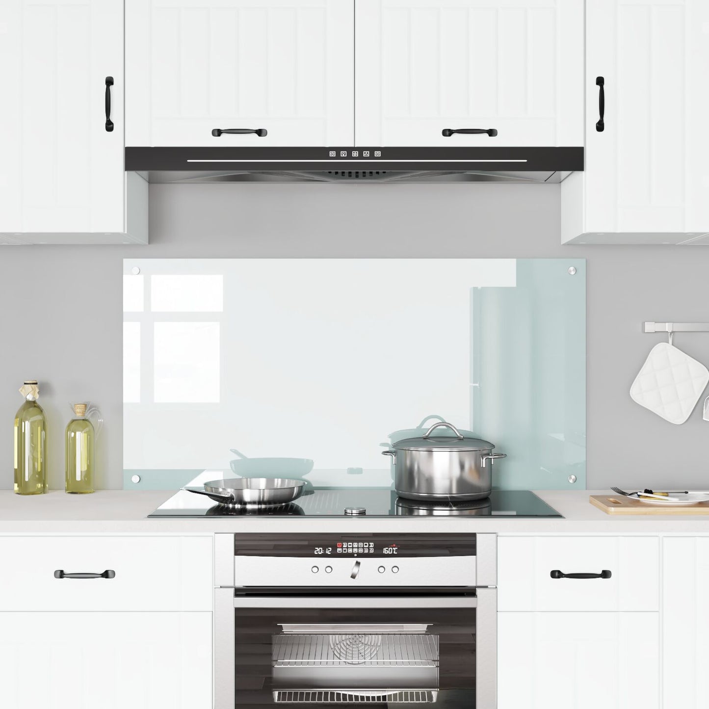 Schienale Cucina Bianco 120X60X0,6 Cm In Vetro Temperato