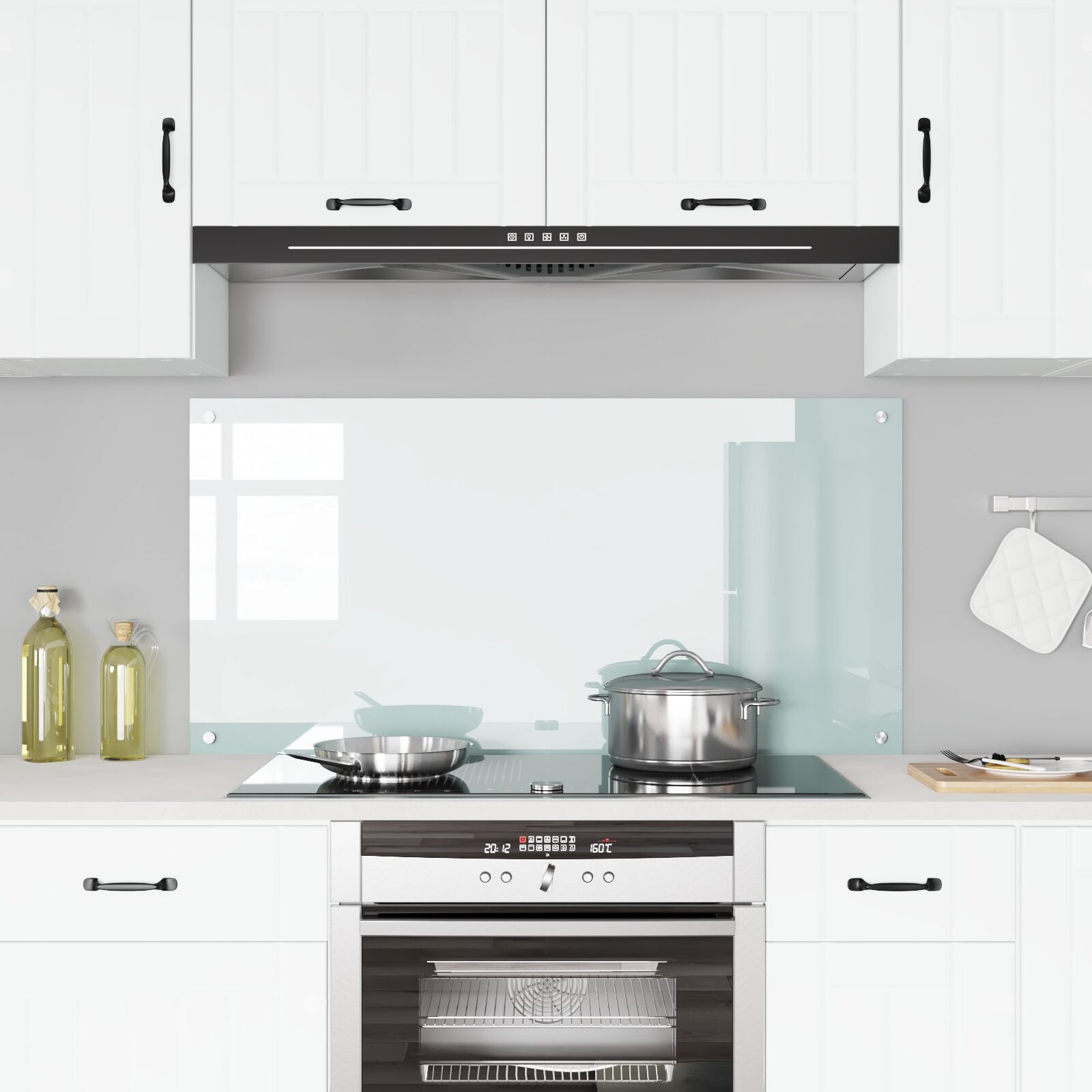 Schienale Cucina Bianco 120X60X0,6 Cm In Vetro Temperato