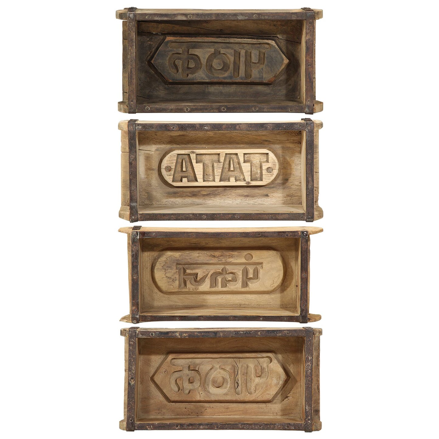 Vassoi 4 Pcs 30X15X9 Cm Legno Massello Recuperato