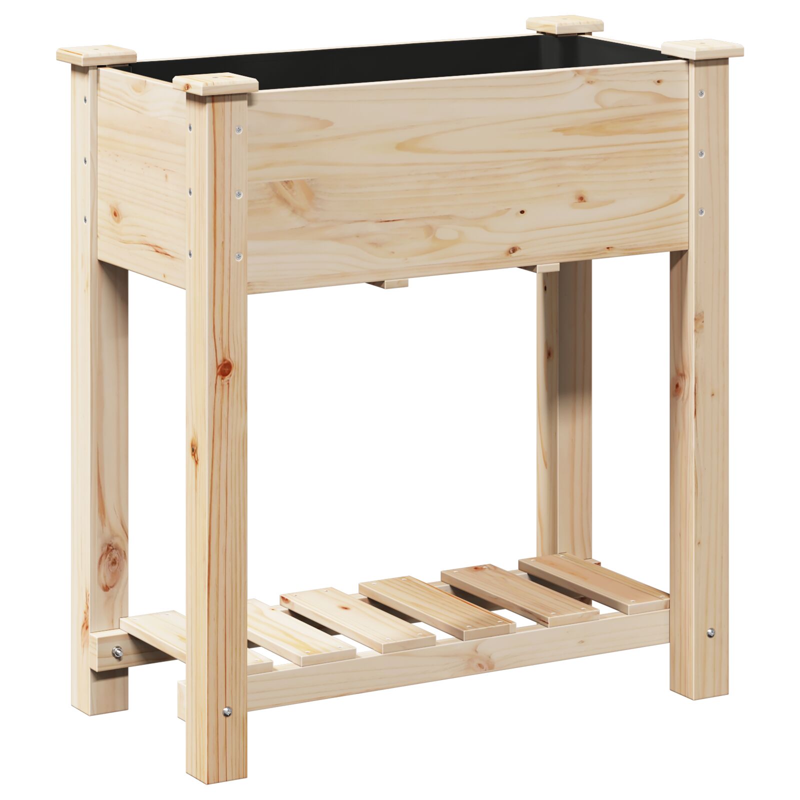 Fioriera Da Giardino  Con Ripiano 71X37X76 Cm In Legno Massello Di Abete