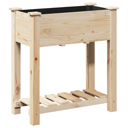 Fioriera Da Giardino  Con Ripiano 71X37X76 Cm In Legno Massello Di Abete