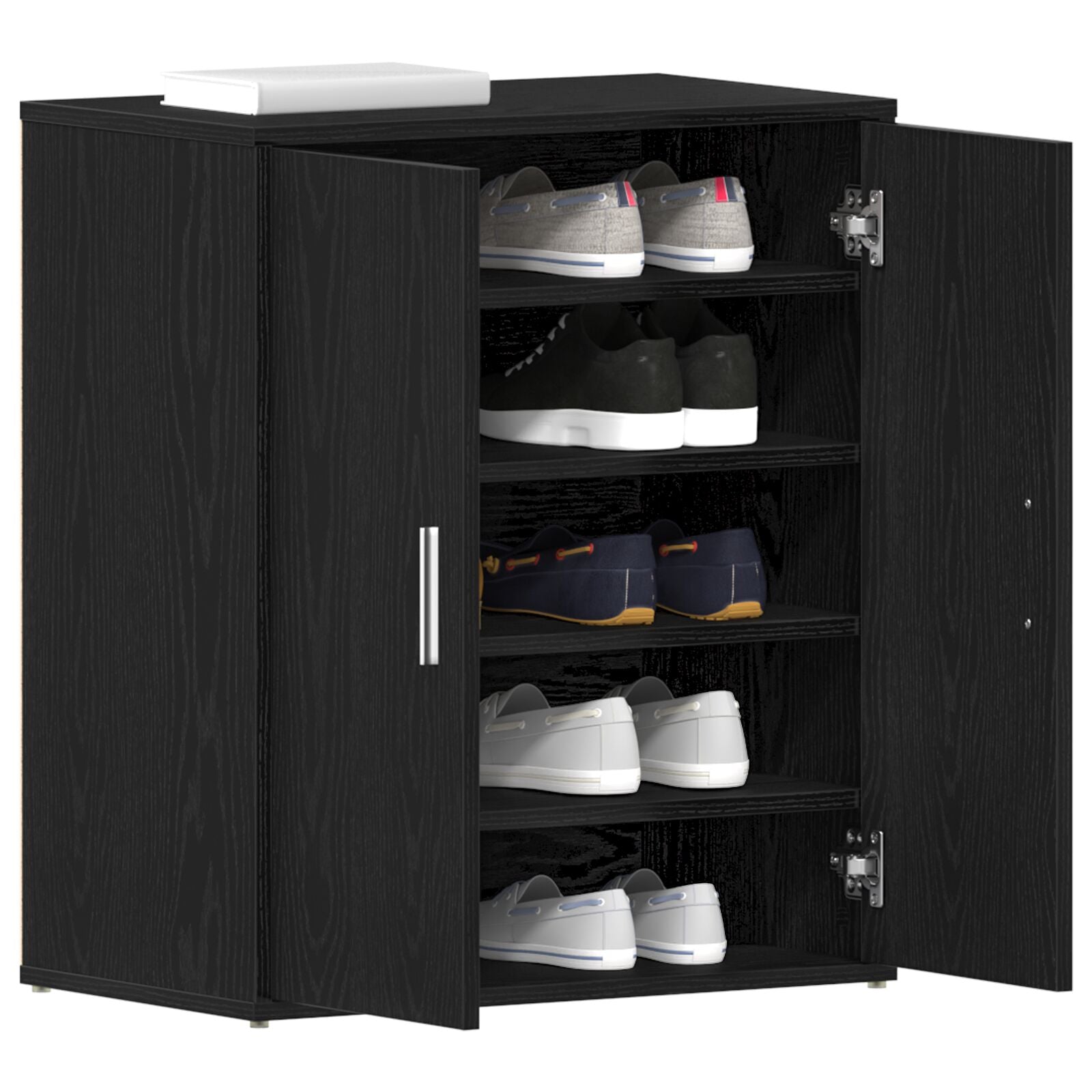 Armadio Per Scarpe  Nero Rovere 60X35X70 Cm In Legno Ingegnerizzato