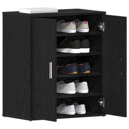 Armadio Per Scarpe  Nero Rovere 60X35X70 Cm In Legno Ingegnerizzato