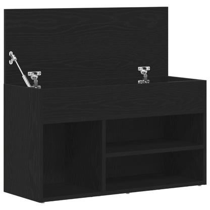 Panca Da Ingresso  Nera In Rovere 60X30X45 Cm In Legno