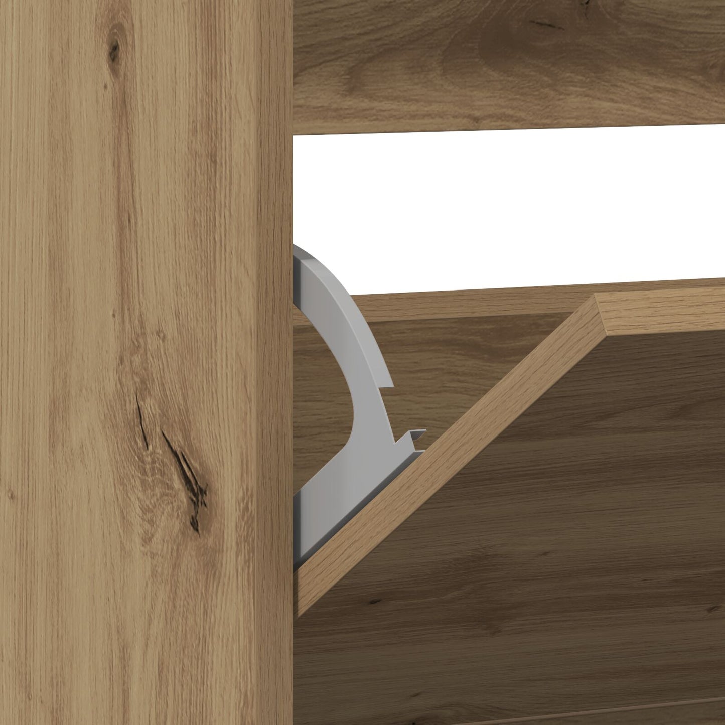 Mobile Per Scarpe  Con Cassetto A Ribalta In Rovere Affumicato 80X21X87,5 Cm