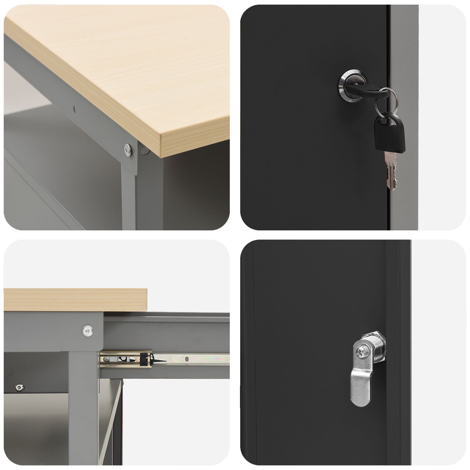 Banco Da Lavoro  Con Porta Bloccabile Nero 100X55X85 Cm Acciaio