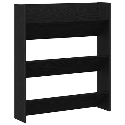 Armadio Per Scarpe  Nero Rovere 80X18X90 Cm In Legno Ingegnerizzato