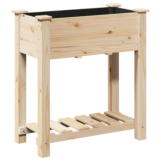 Fioriera Da Giardino  Con Ripiano 71X37X76 Cm In Legno Massello Di Abete
