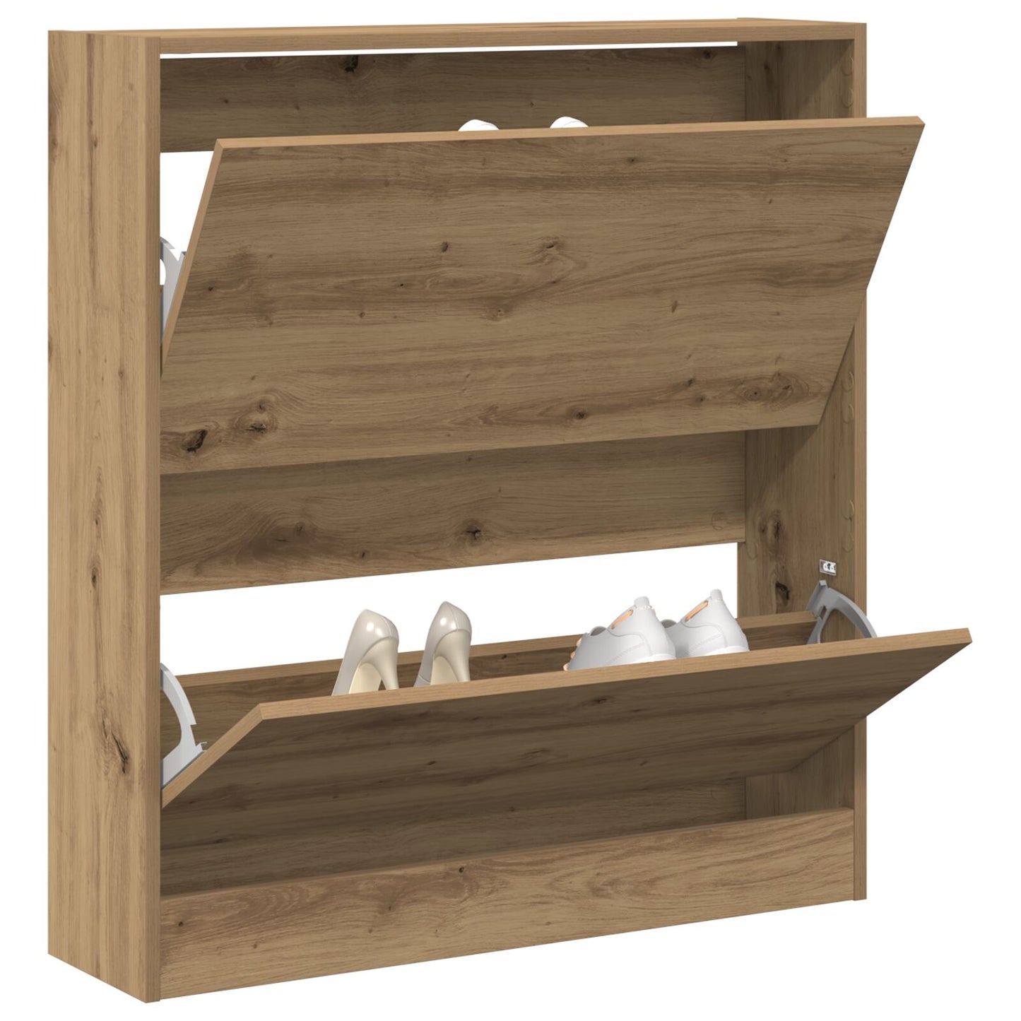 Mobile Per Scarpe  Con Cassetto A Ribalta In Rovere Affumicato 80X21X87,5 Cm