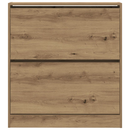 Mobile Per Scarpe  Con Cassetto A Ribalta In Rovere Affumicato 80X21X87,5 Cm