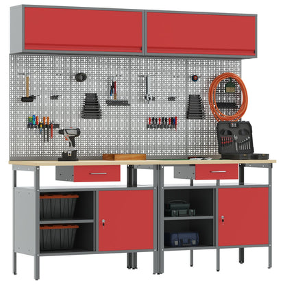 Set Da Lavoro In Acciaio Rosso Da 8 Pezzi Rosso