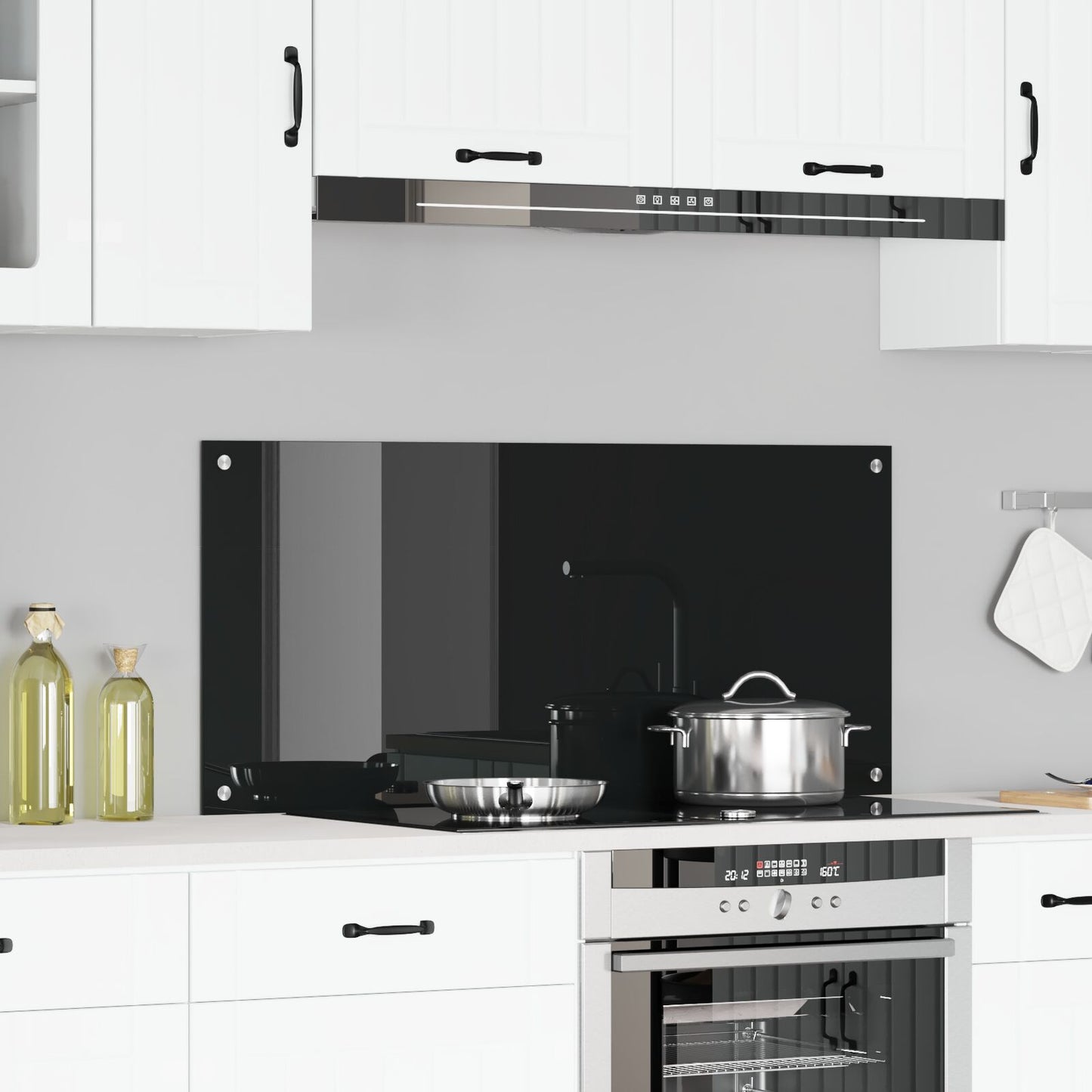 Paraforno Per Cucina  Nero 110X50X0,6 Cm In Vetro Temperato