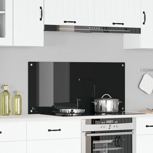 Paraforno Per Cucina  Nero 110X50X0,6 Cm In Vetro Temperato