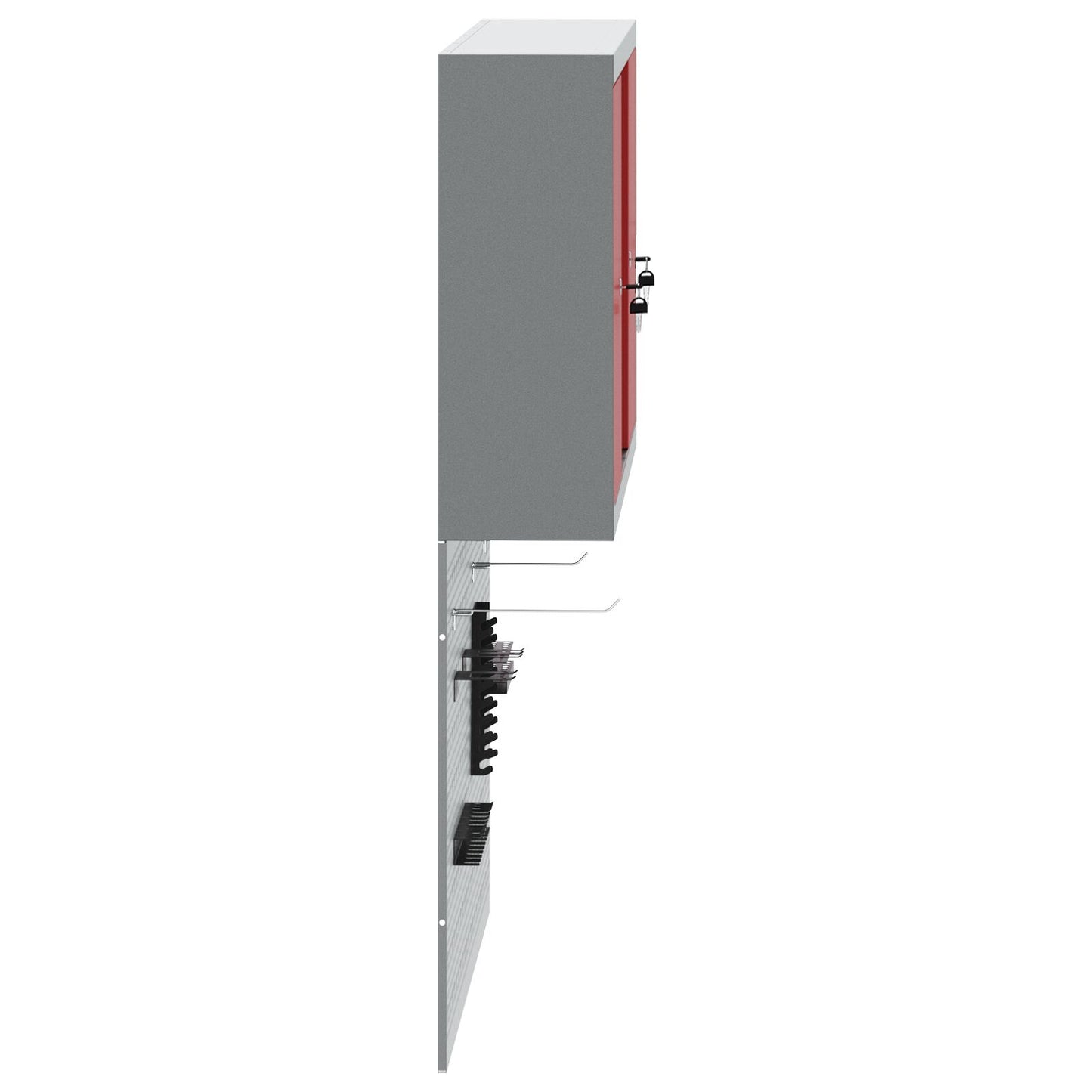 Set Da Muro Con Mobile Per Attrezzi E Pannello Utensili A 3 Pezzi Rosso Metallico Rosso