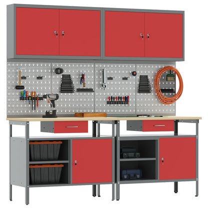 Set Di Panchina Da Lavoro In Acciaio Rosso Da 8 Pezzi Rosso
