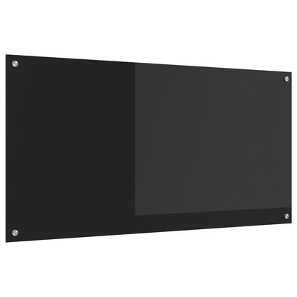 Parafango Cucina  Nero 120X60X0,6 Cm In Vetro Temperato