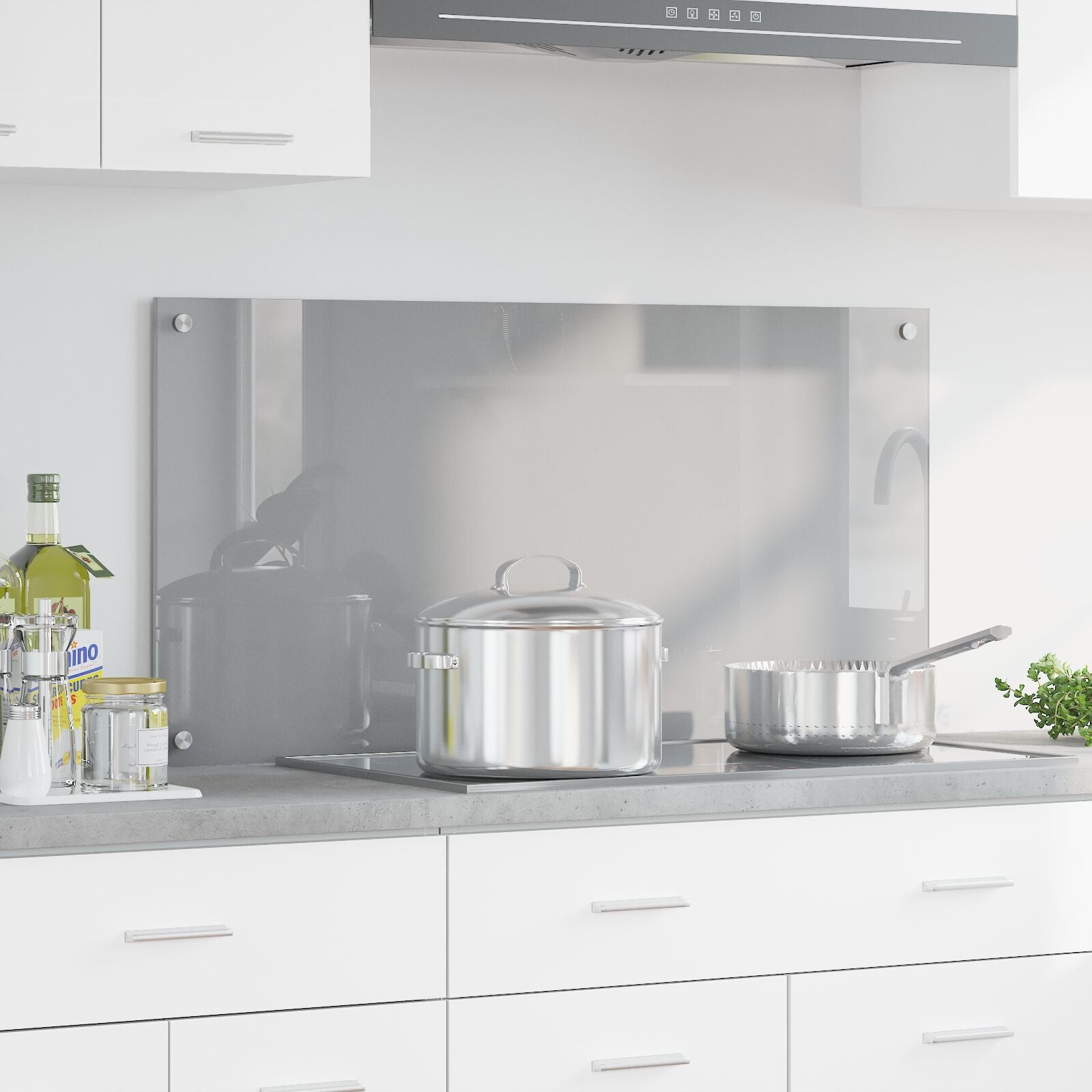 Schienale Cucina Grigio Chiaro 100X50X0,6 Cm In Vetro Temperato