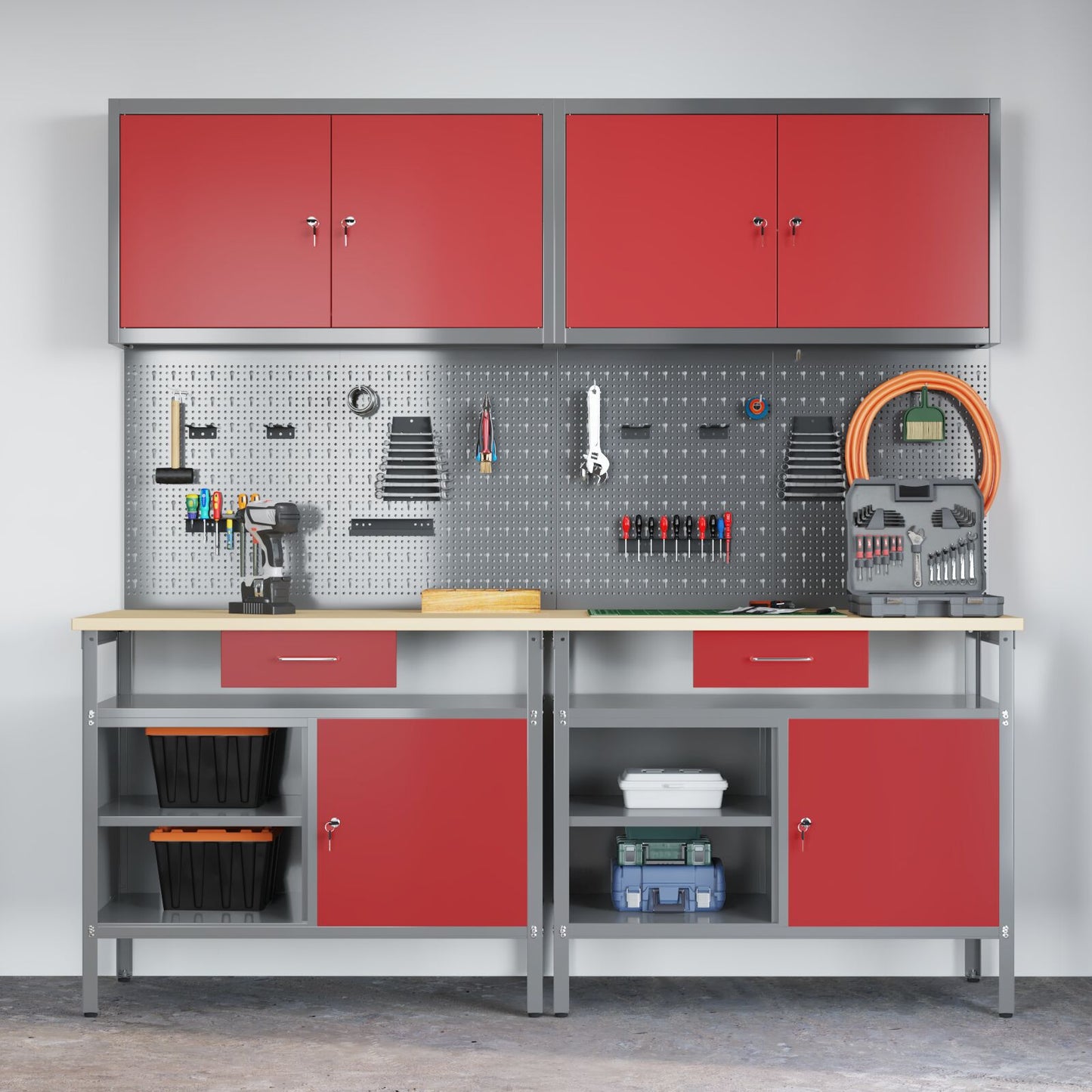 Set Di Panchina Da Lavoro In Acciaio Rosso Da 8 Pezzi Rosso
