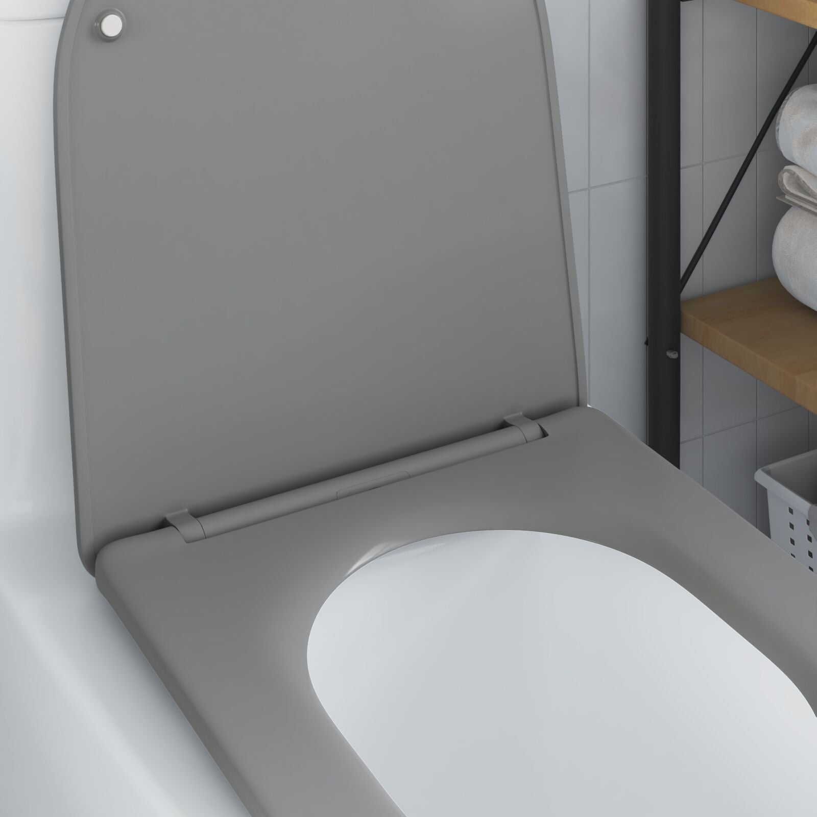 Sedile Wc A Sgancio Rapido  Con Chiusura Morbida In Duroplast Grigio
