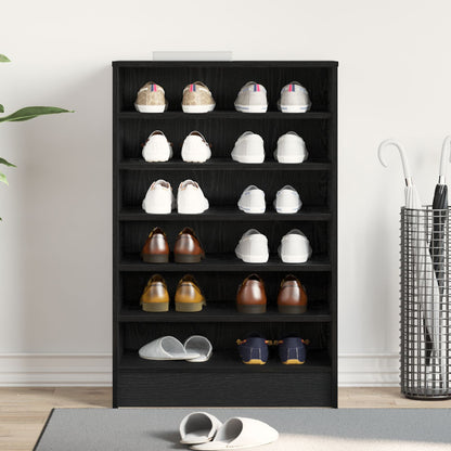 Mobile Per Scarpe  Nero Rovere 60X35X92 Cm In Legno Ingegnerizzato