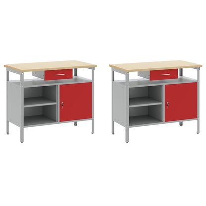 Set Di Banchi Da Lavoro Red Steel Da 8 Pezzi Di Rosso