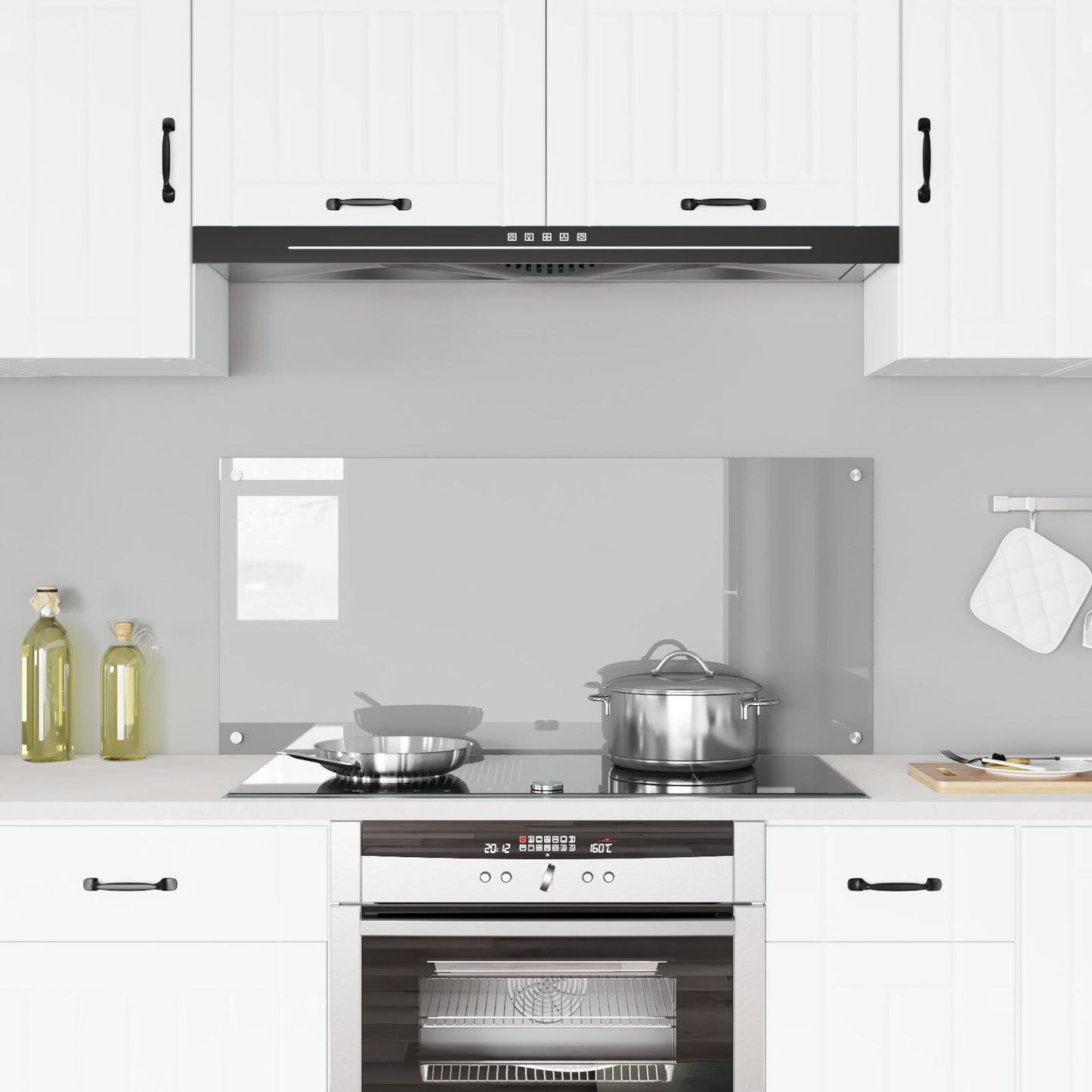 Fascia Cucina  Grigio Chiaro 110X50X0,6 Cm In Vetro Temperato