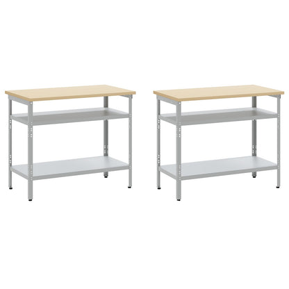 Set Banco Di Lavoro 8 Pezzi Grigio Acciaio Rosso