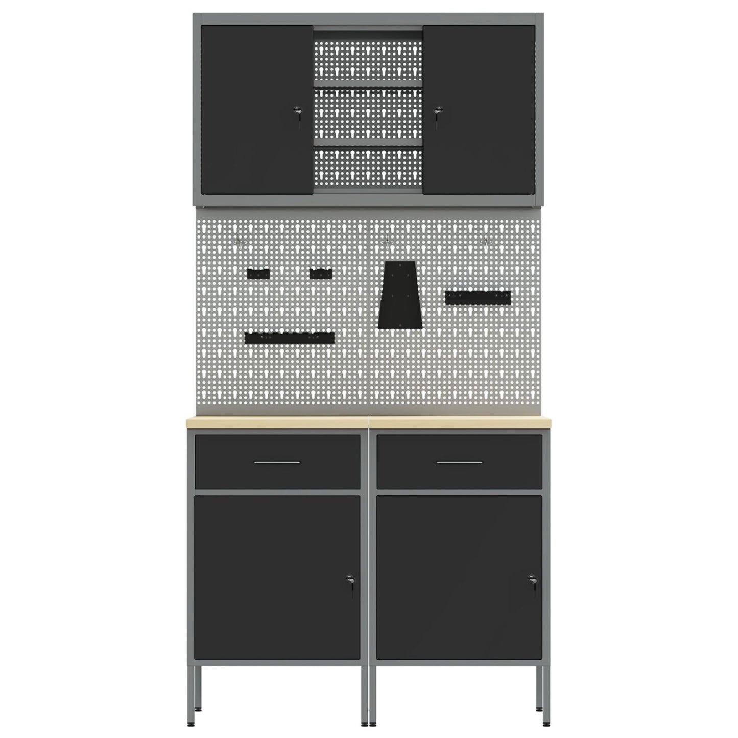 Set Di Mobili Da Lavoro Set Di 5 Nero Acciaio Standard Grigio
