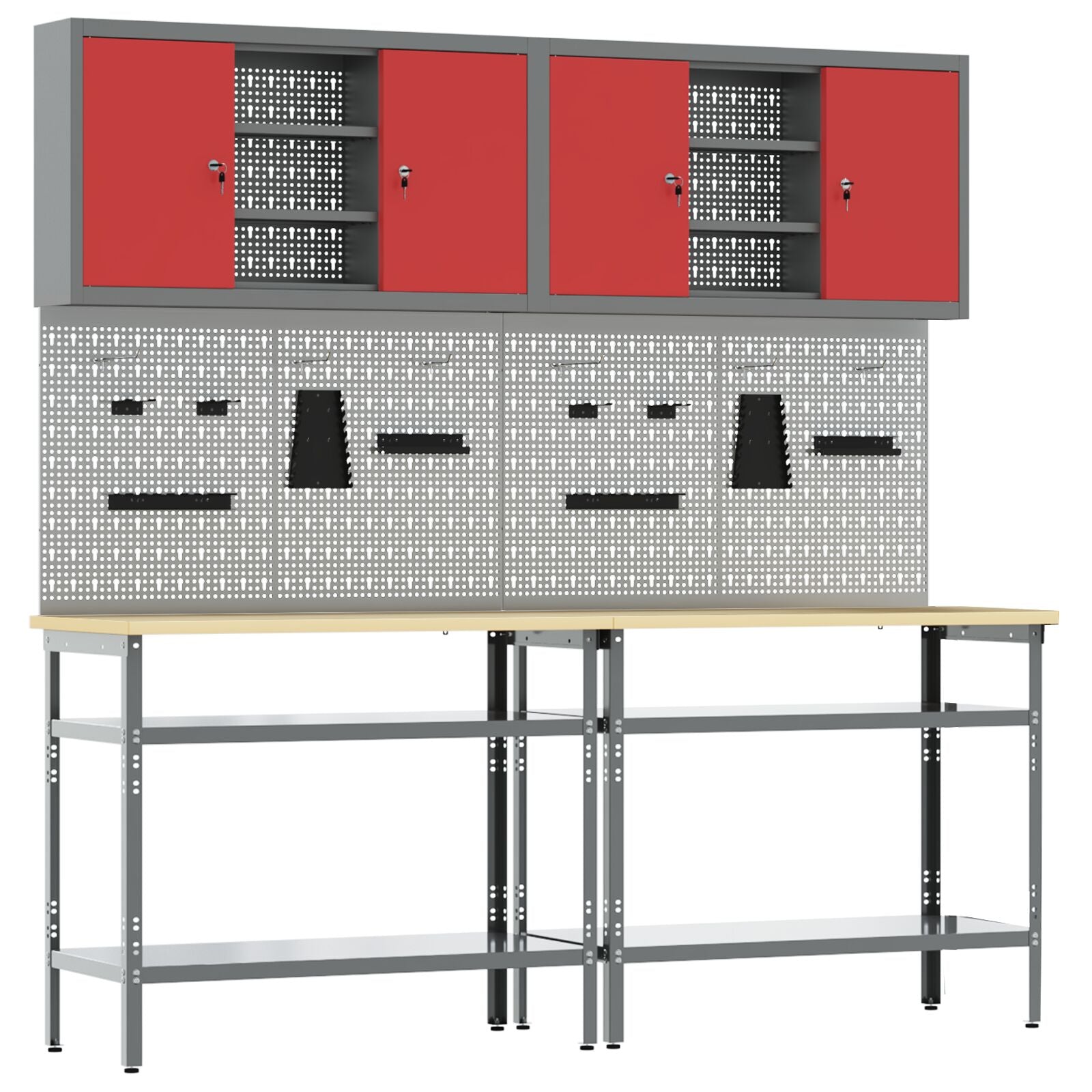 Set Da Tavolo Per Attrezzi 8 Pezzi In Legno Ingegnerizzato E Metallo Rosso Rosso