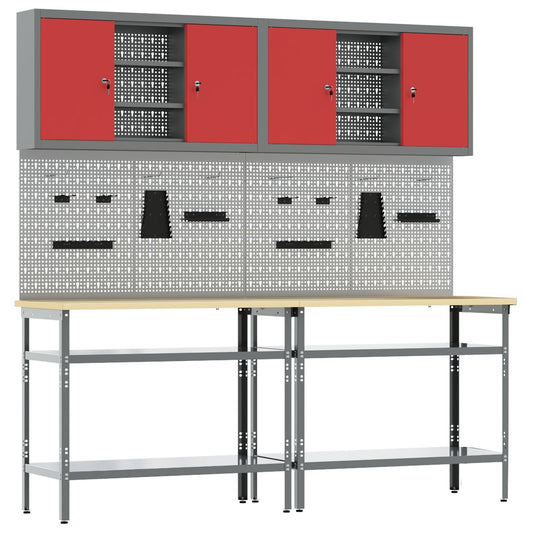 Set Da Tavolo Per Attrezzi 8 Pezzi In Legno Ingegnerizzato E Metallo Rosso Rosso