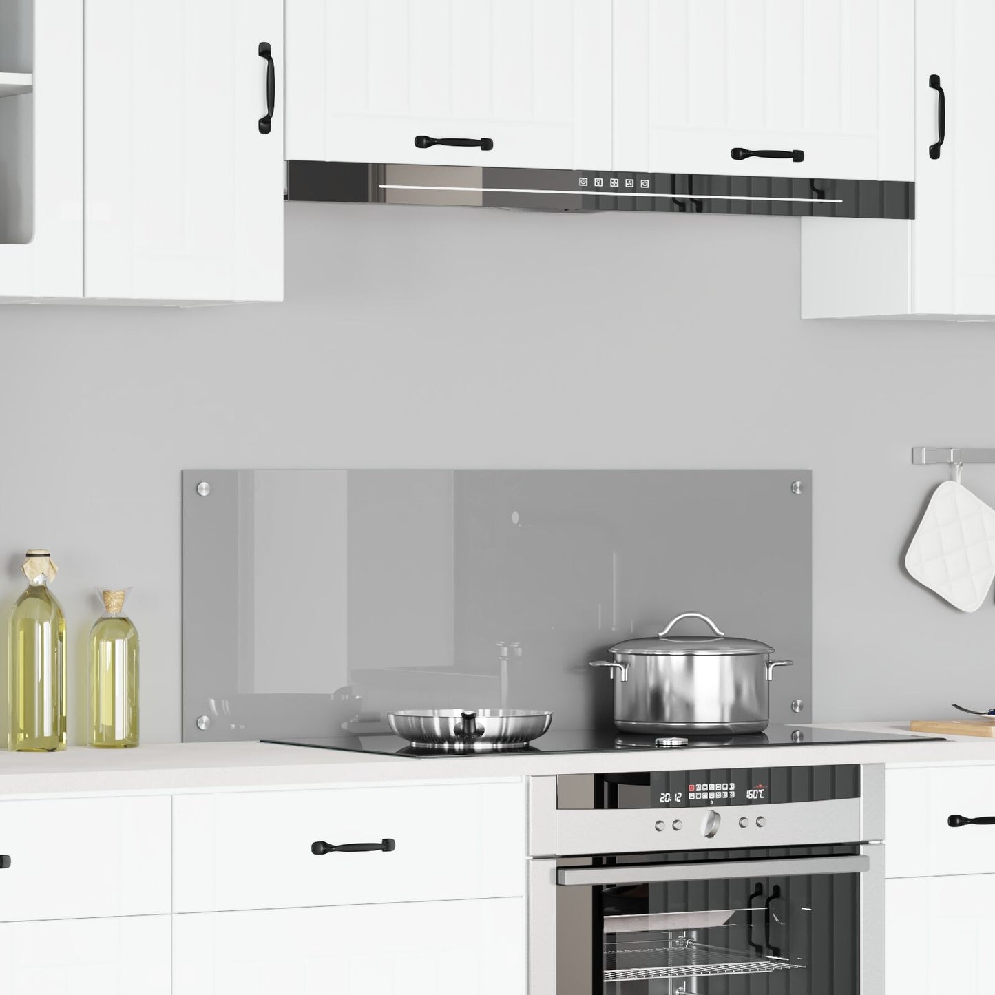Schienale Cucina Grigio Chiaro 110X40X0,6 Cm Vetro Temperato Di