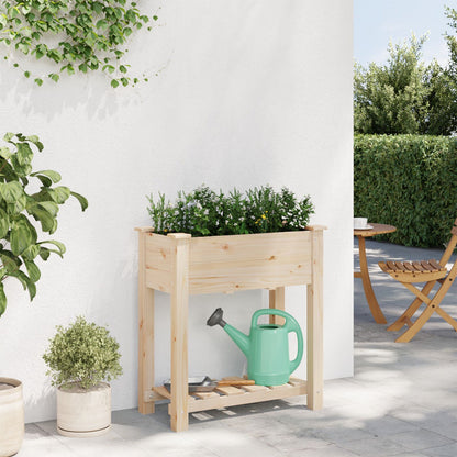 Fioriera Da Giardino  Con Ripiano 71X37X76 Cm In Legno Massello Di Abete