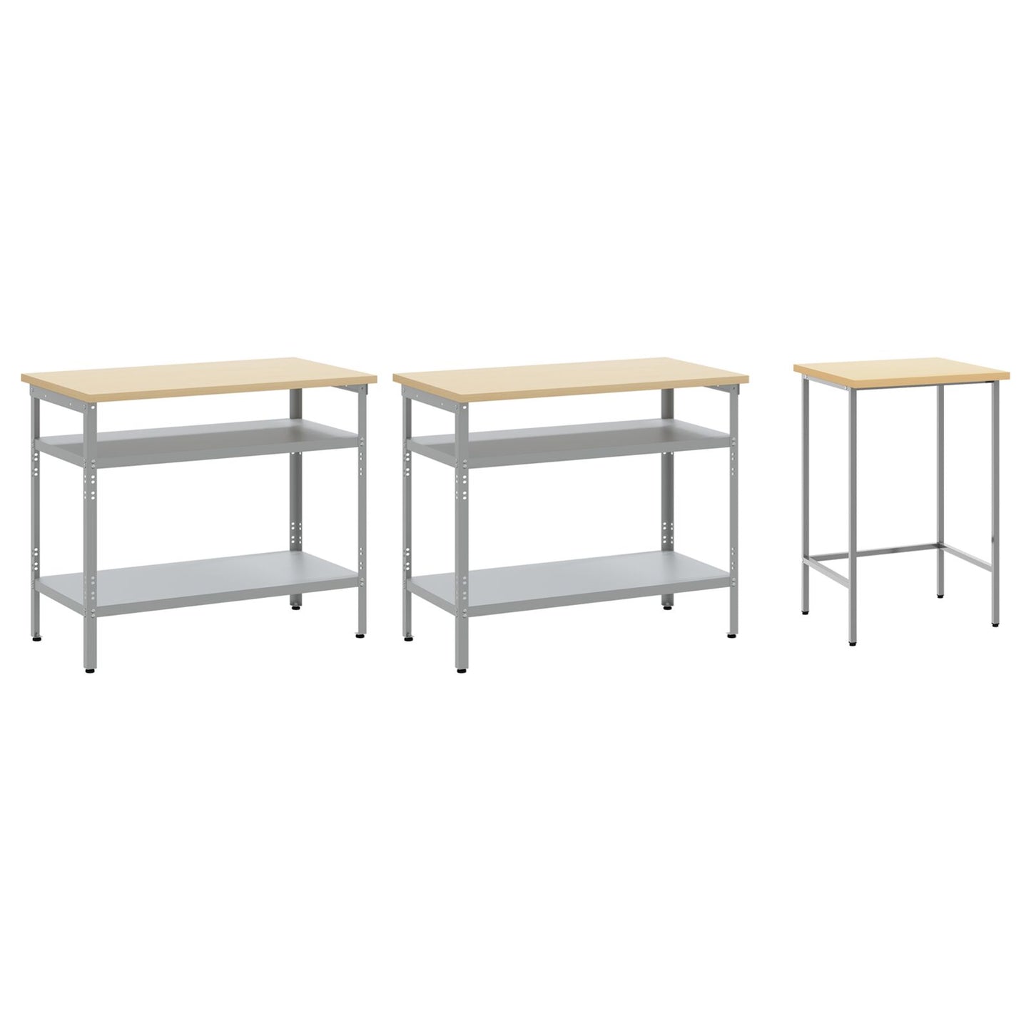Set Di Banchi Da Lavoro In Acciaio Grigio, 3 Pezzi Rosso