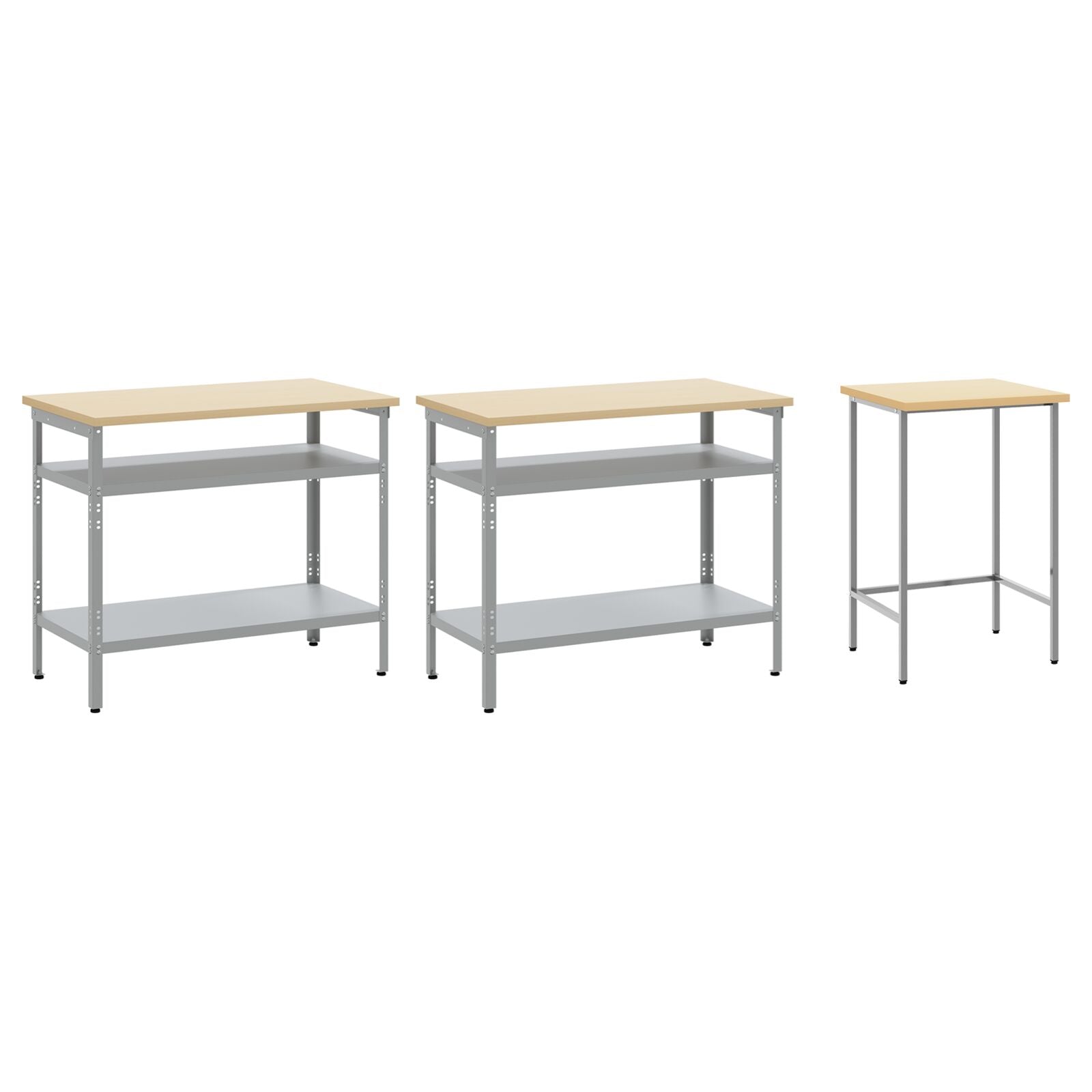 Set Di Banchi Da Lavoro In Acciaio Grigio, 3 Pezzi Rosso