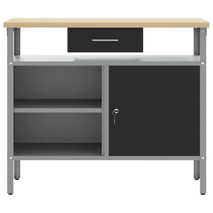 Banco Da Lavoro  Con Porta Bloccabile Nero 100X55X85 Cm Acciaio