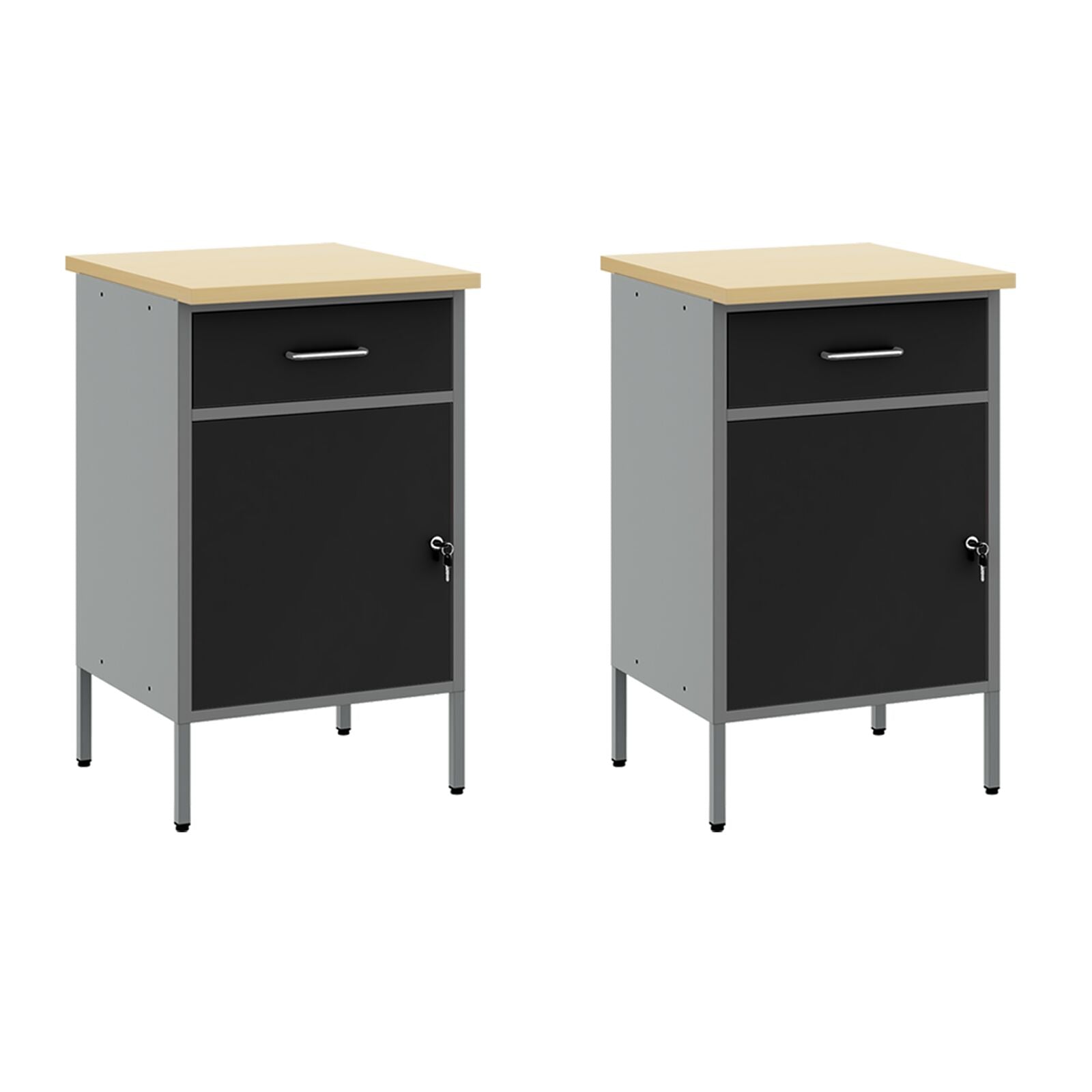 Set Di Mobili Da Lavoro Set Di 5 Nero Acciaio Standard Grigio