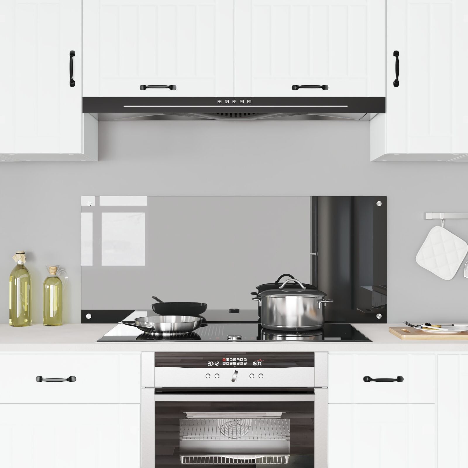 Schienale Da Cucina Grigio Scuro 120X50X0,6 Cm In Vetro Temperato -