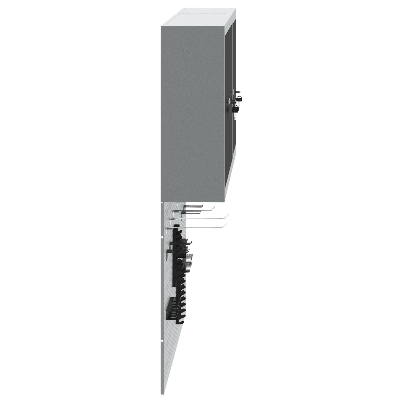 Set Da 5 Pezzi Di Armadio Per Utensili E Pannello Magnetico Da Montare A Muro In Metallo Nero Rosso