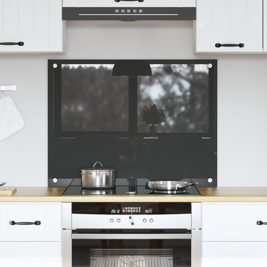 Schienale Cucina In Grigio Scuro - 80X60X0.6 Cm Vetro Temperato