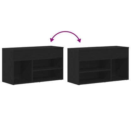 Panca Da Ingresso  Nera In Rovere 60X30X45 Cm In Legno