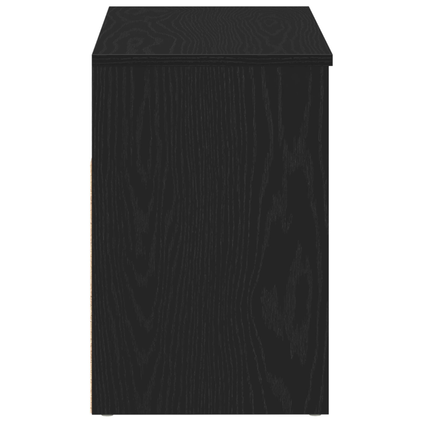 Panca Da Ingresso  Nera In Rovere 60X30X45 Cm In Legno
