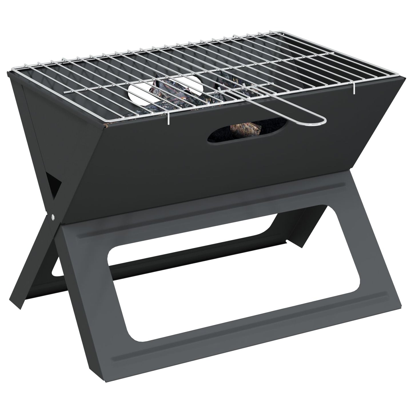 Griglia Bbq A Carbone - Pieghevole, Nera, 46X30X31 Cm, Realizzata In Acciaio