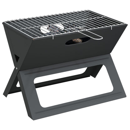 Griglia Bbq A Carbone - Pieghevole, Nera, 46X30X31 Cm, Realizzata In Acciaio