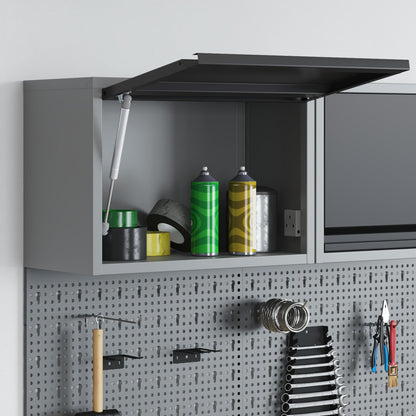 Mobiletto Da Parete  Con Porta A Sollevamento A Gas, Nero 50X25X35 Cm