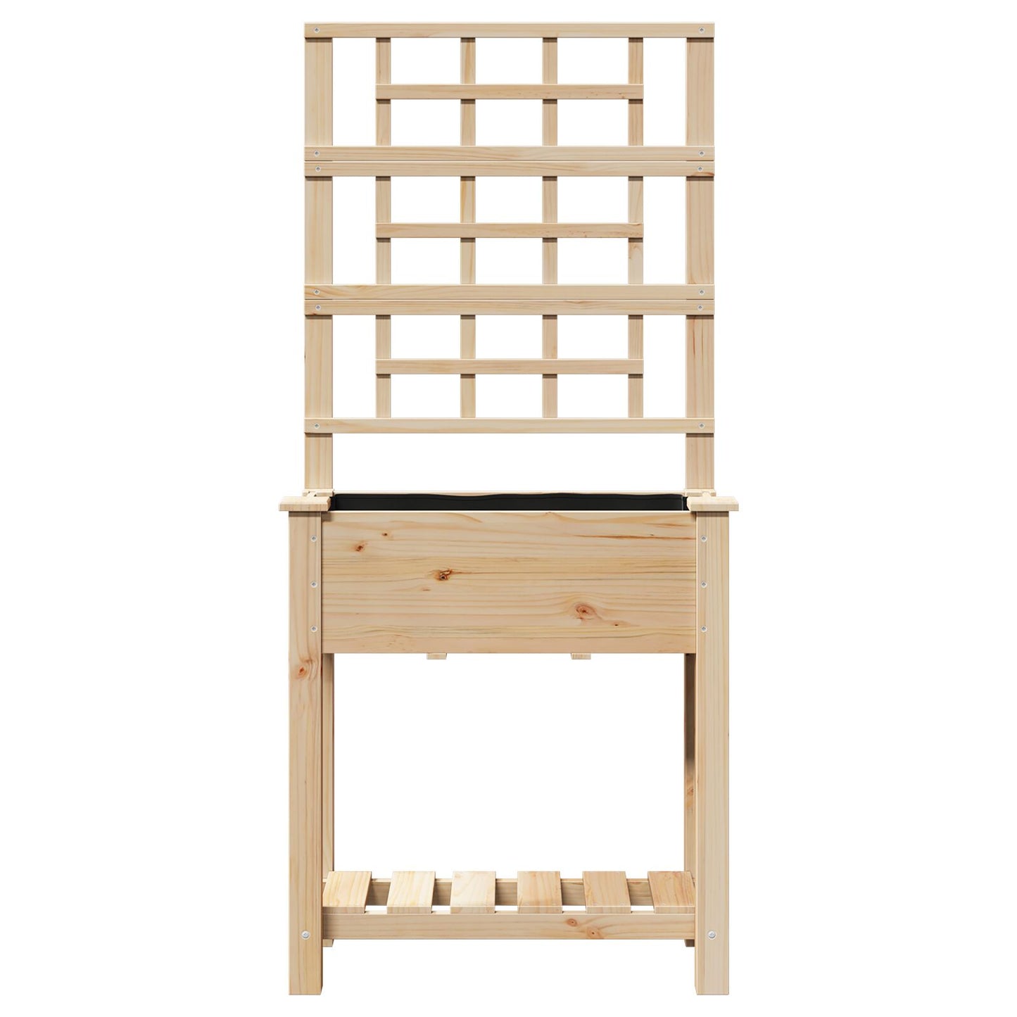 Fioriera Da Giardino Con Trellis E Ripiano 71X37X152 Cm In Legno Massello Di Abete