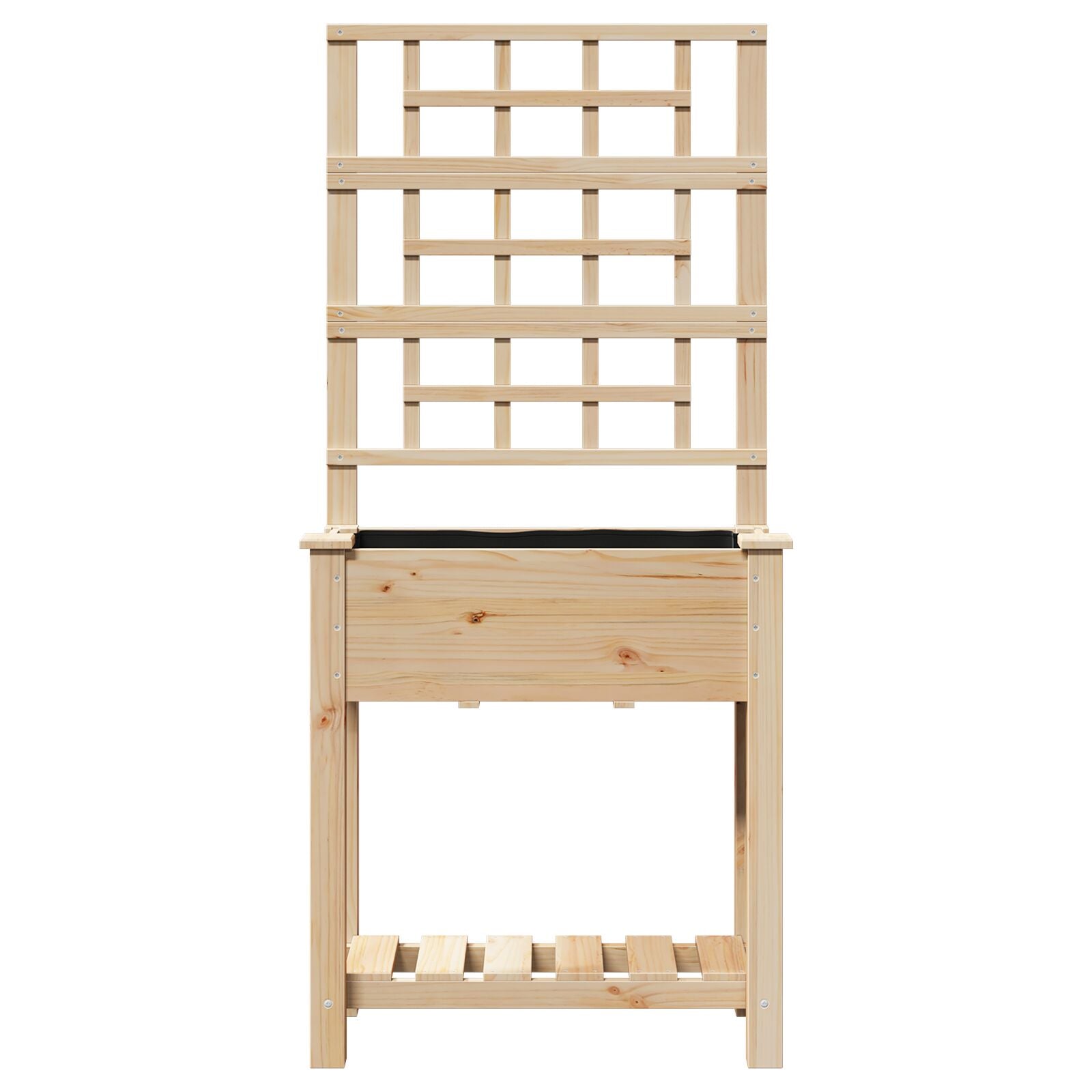 Fioriera Da Giardino Con Trellis E Ripiano 71X37X152 Cm In Legno Massello Di Abete