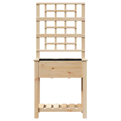 Fioriera Da Giardino Con Trellis E Ripiano 71X37X152 Cm In Legno Massello Di Abete